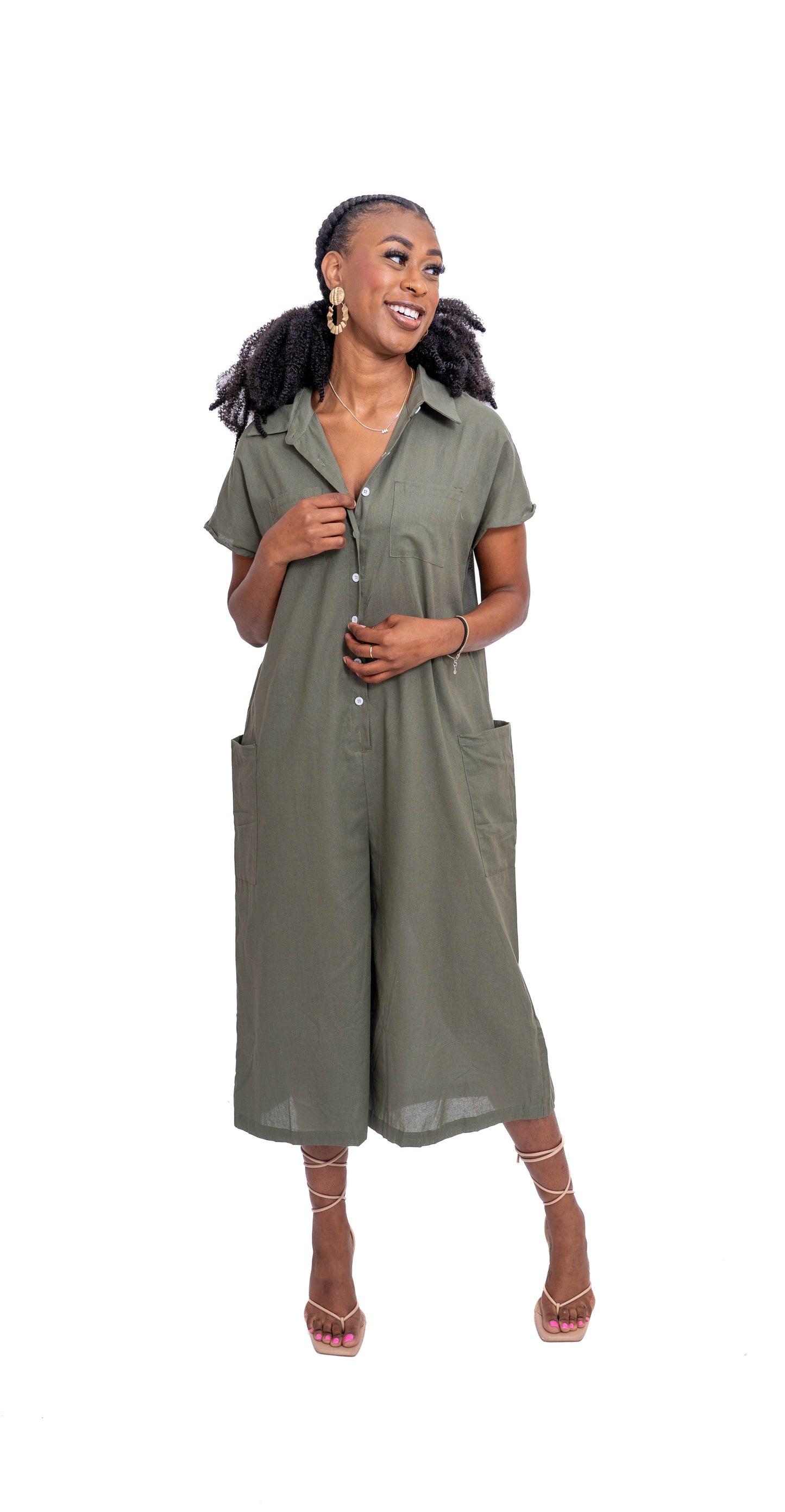Olive Linen Jumpsuit