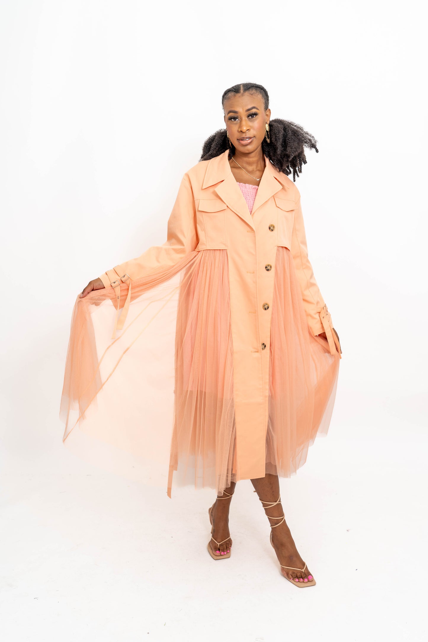 Sheer Belted Spring Coat