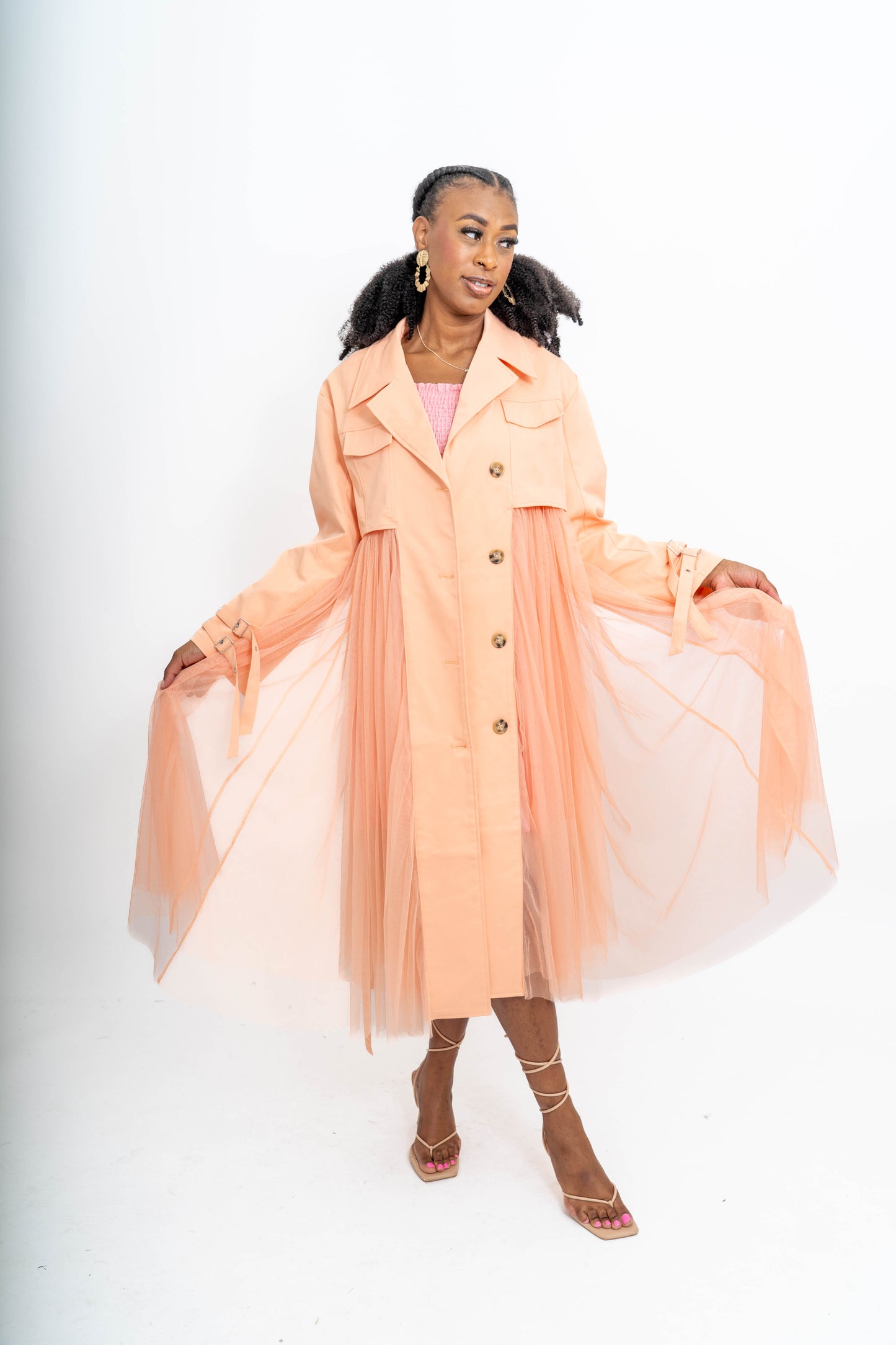 Sheer Belted Spring Coat
