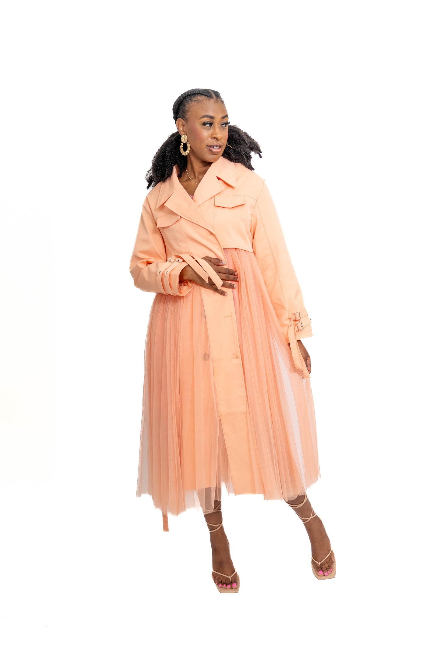 Sheer Belted Spring Coat